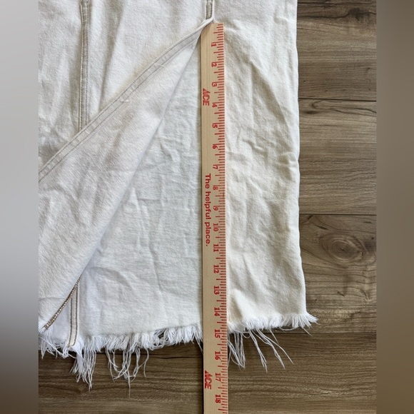 Free People We The Free Mambo Denim Midi Skirt Fringe hem 31 White wash New - Picture 11 of 16